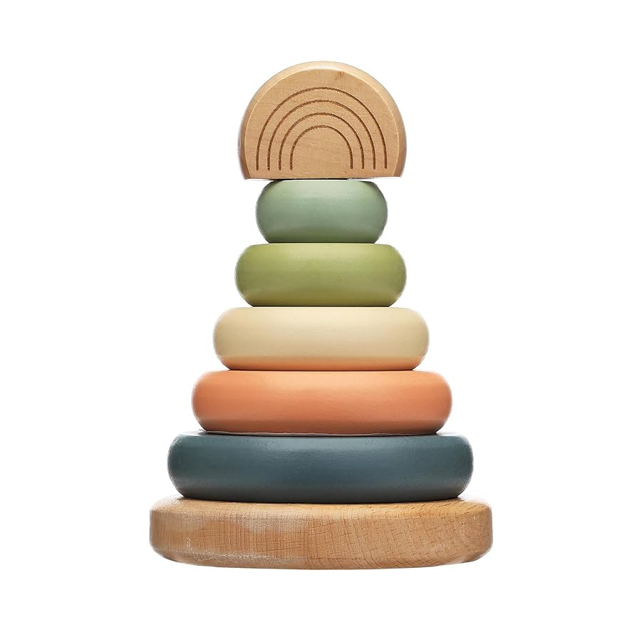Pearhead Wooden Stacking Rainbow Toy, Baby and Toddler Ages 12+ Months Montessori Toy, Interactiv... | Amazon (US)