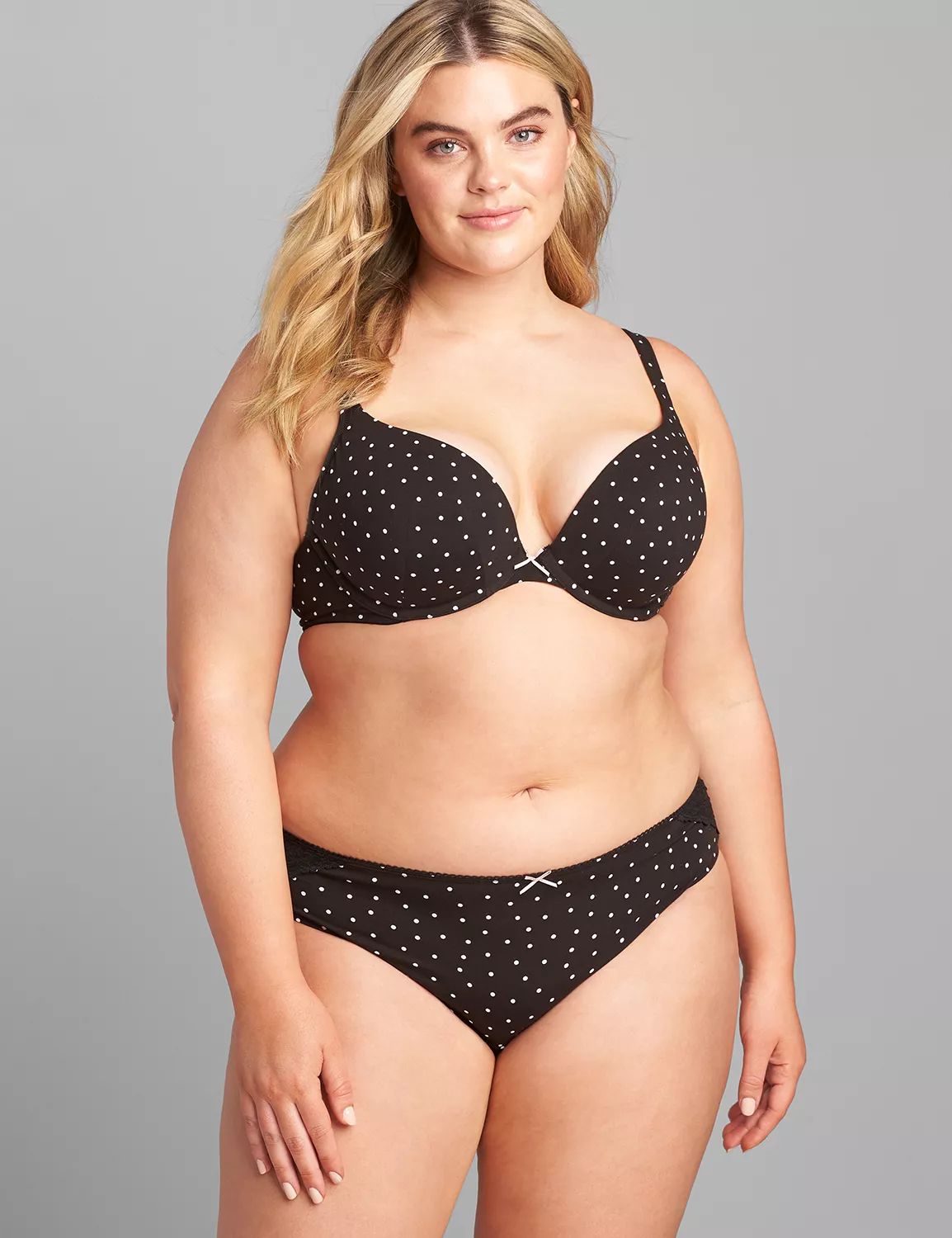 Lane Bryant Women's Cotton Boost Plunge Bra 42B Tapshoe Mini Dots | Lane Bryant (US)