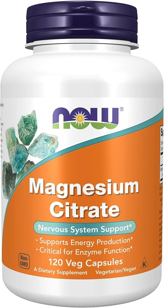 NOW Supplements, Magnesium Citrate, Enzyme Function*, Nervous System Support*, 120 Veg Capsules | Amazon (US)