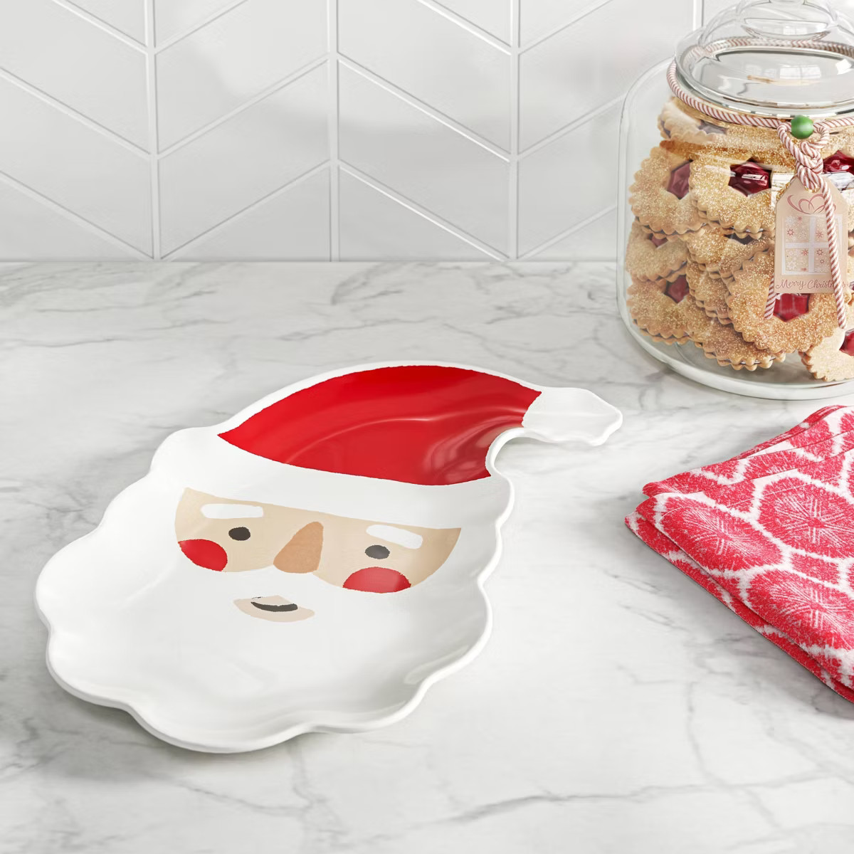 7.38" Christmas Melamine Santa Dinner Plate White - Wondershop™ | Target