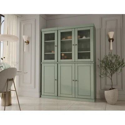 100% Solid Wood 48.5" Pantry China Cabinet with Frosted Glass, Solid Doors, 2-Drawers and Adjustable Shelves | Wayfair North America