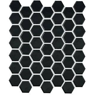 Daltile Restore Black 12 in. x 10 in. Glazed Ceramic Hexagon Mosaic Tile (9.72 sq. ft./Case) | The Home Depot