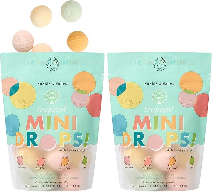 Dabble & Dollop Mini Bath Bombs, 100% Natural Droplets for Kids, Tropical Scents - Resealable Pou... | Amazon (US)