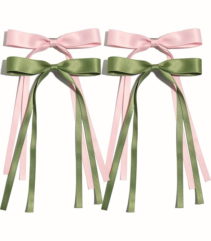 Hair Clips with Tassels, Ribbons and Bowknots - 4pcs Long Tail Claw Clips with Bows for Women and... | Amazon (US)