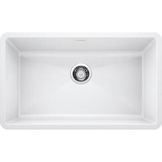 PRECIS Undermount Granite Composite 32 in. Single Bowl Kitchen Sink in White | The Home Depot