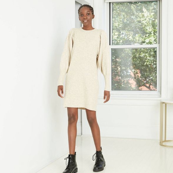 Women's Puff Long Sleeve Sweater Dress - A New Day™ | Target