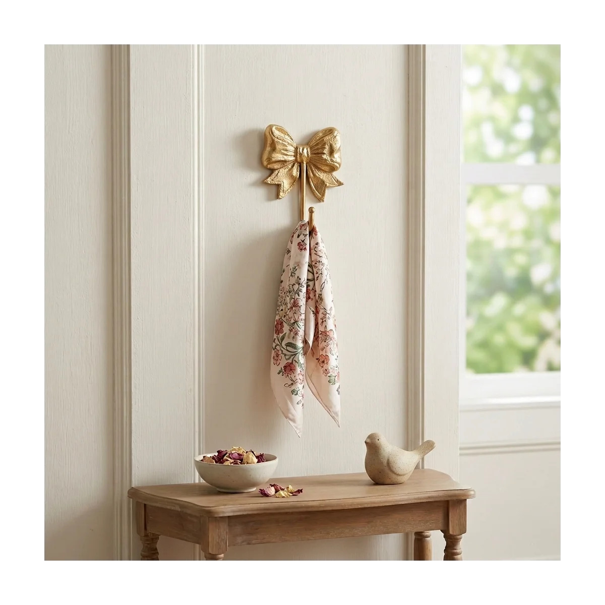 Talida Ribbon Bow Gold Cast Iron Wall Hook | Wayfair North America