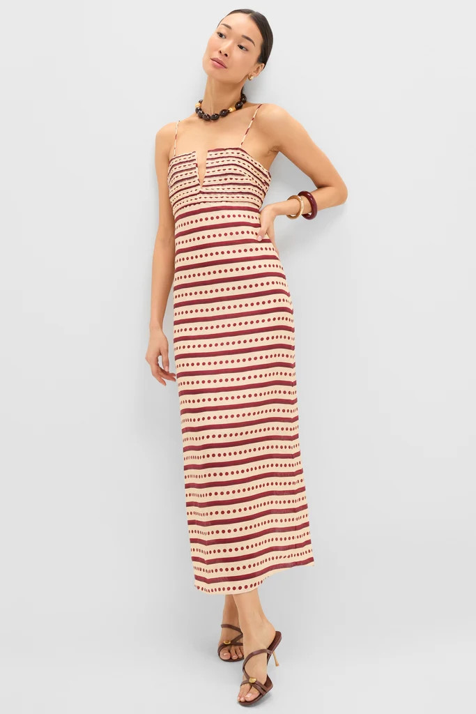 Red Stripes Antigua Linen Midi Dress | Tuckernuck (US)