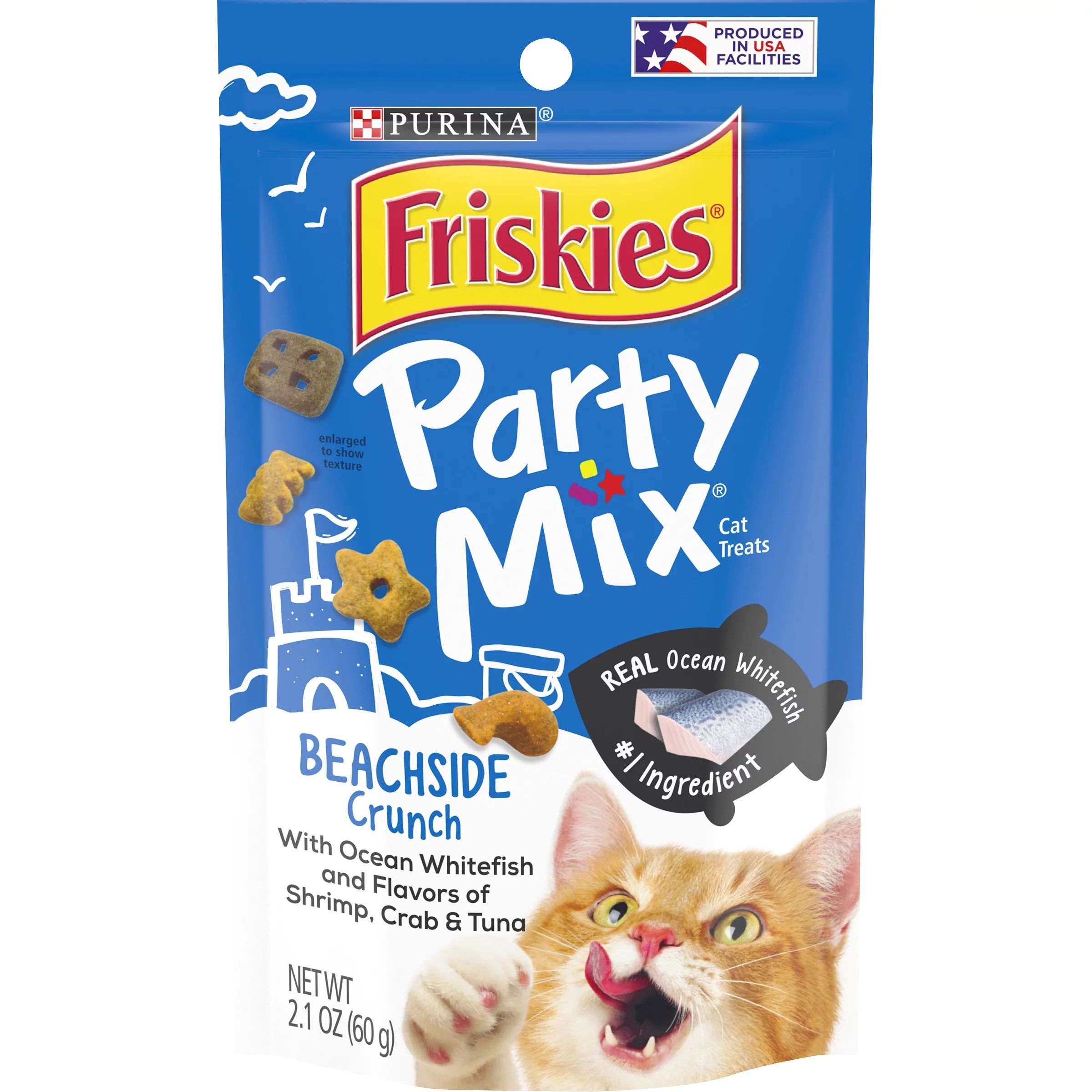 Purina Friskies Party Mix Shrimp Crab & Tuna Flavor Treats for Cats, 2.1 oz Pouch | Walmart (US)