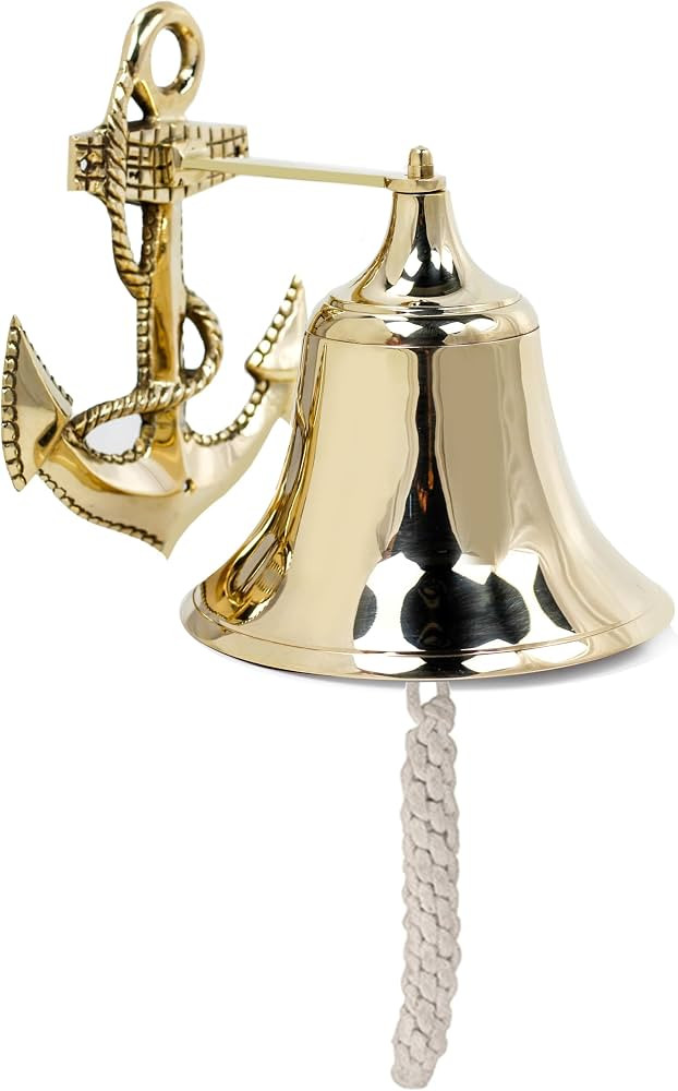 Nagina International 9 In Premium Polished Brass Decorative Anchor Bell with Wall Mount and Rope,... | Amazon (CA)