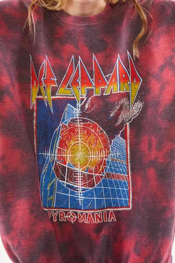 Def Leppard Pyromania Tie-Dye Crew Neck Sweatshirt | Urban Outfitters (US and RoW)