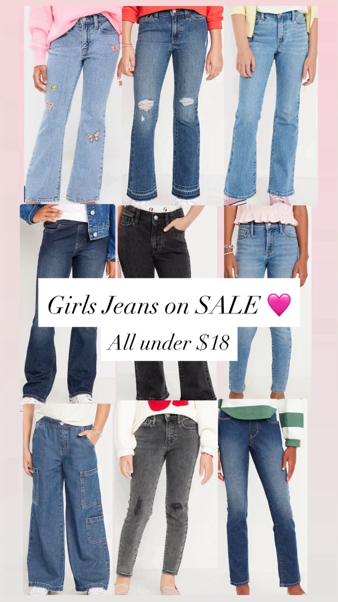 Girls jeans are on SALE 🩷💜❤️ all under $18!!!! 

#LTKKids #LTKSaleAlert