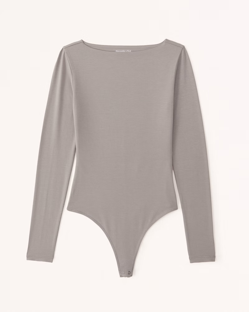 Long-Sleeve Cotton-Modal Slash Bodysuit | Abercrombie & Fitch (US)