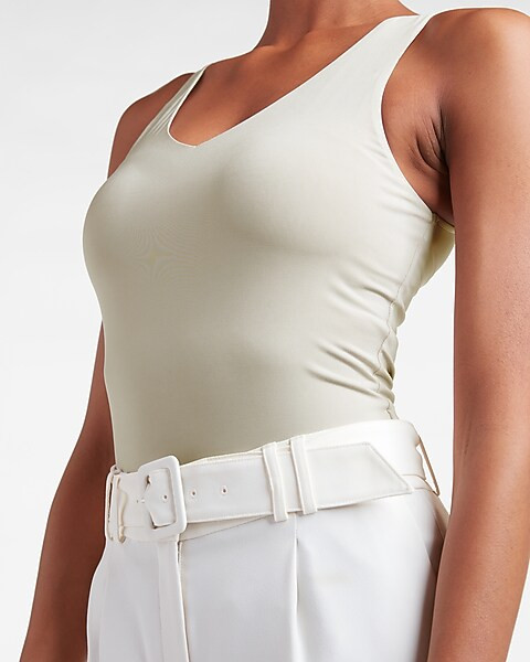 Body Contour Double Layer V-Neck Thong Bodysuit | Express