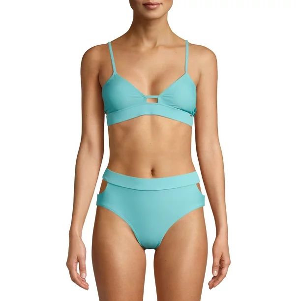 XOXO Women's Open Sides Tie Back Bralette With Open Sides Brief Bottom 2 Piece Set Bikini Swimsui... | Walmart (US)
