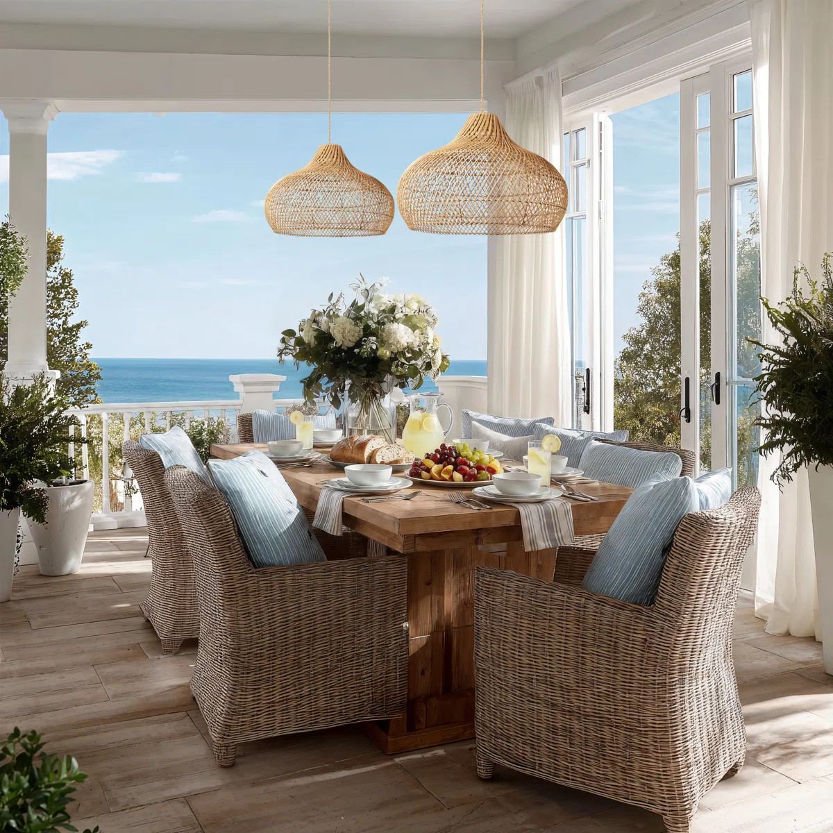 Kloe Outdoor Rattan Pendant Light - 18" Natural Brown Dome 1-Light Polished Handwoven Adjustable ... | Wayfair North America