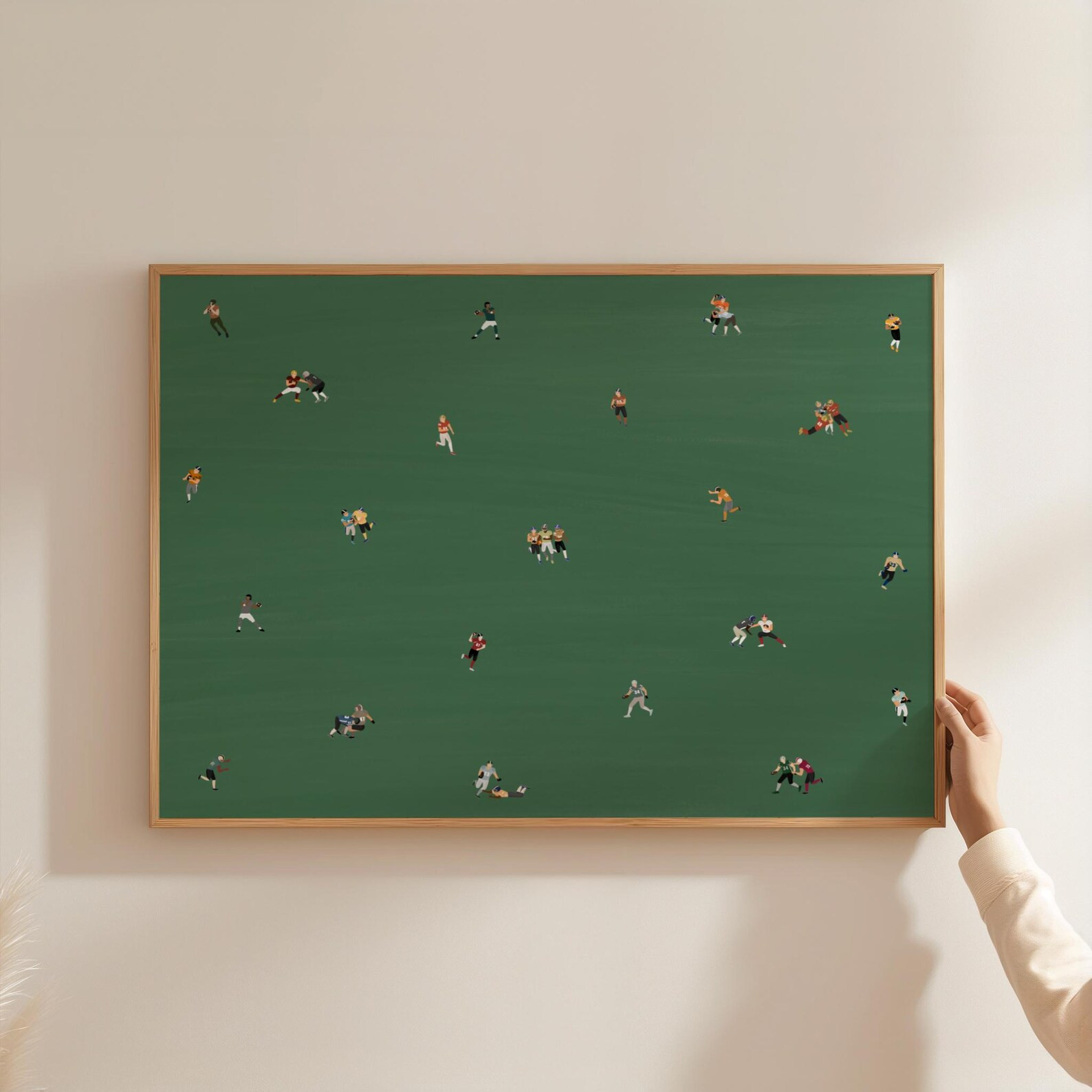 Tiny Football Players Print Minimalist People Art Retro Gift for Football Dad Horizontal Vintage ... | Etsy (US)