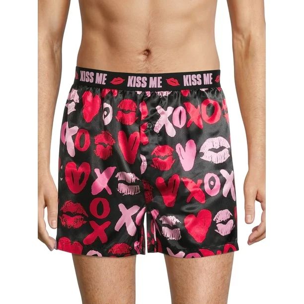 WAY TO CELEBRATE! Boxers Shorts Elastic Waistband Super Soft Hearts Printed Valentine's Day Under... | Walmart (US)