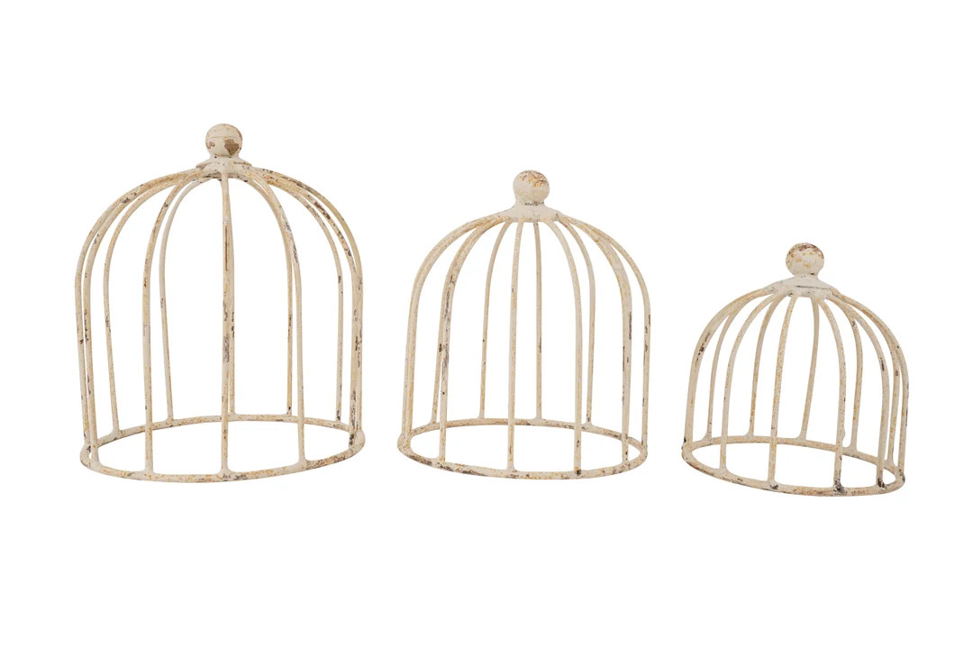 Weston Set of 3 Farmhouse Iron Dome Topiaries-Garden Decor-Farmhouse Style-Distressed Shabby Whit... | Etsy (US)