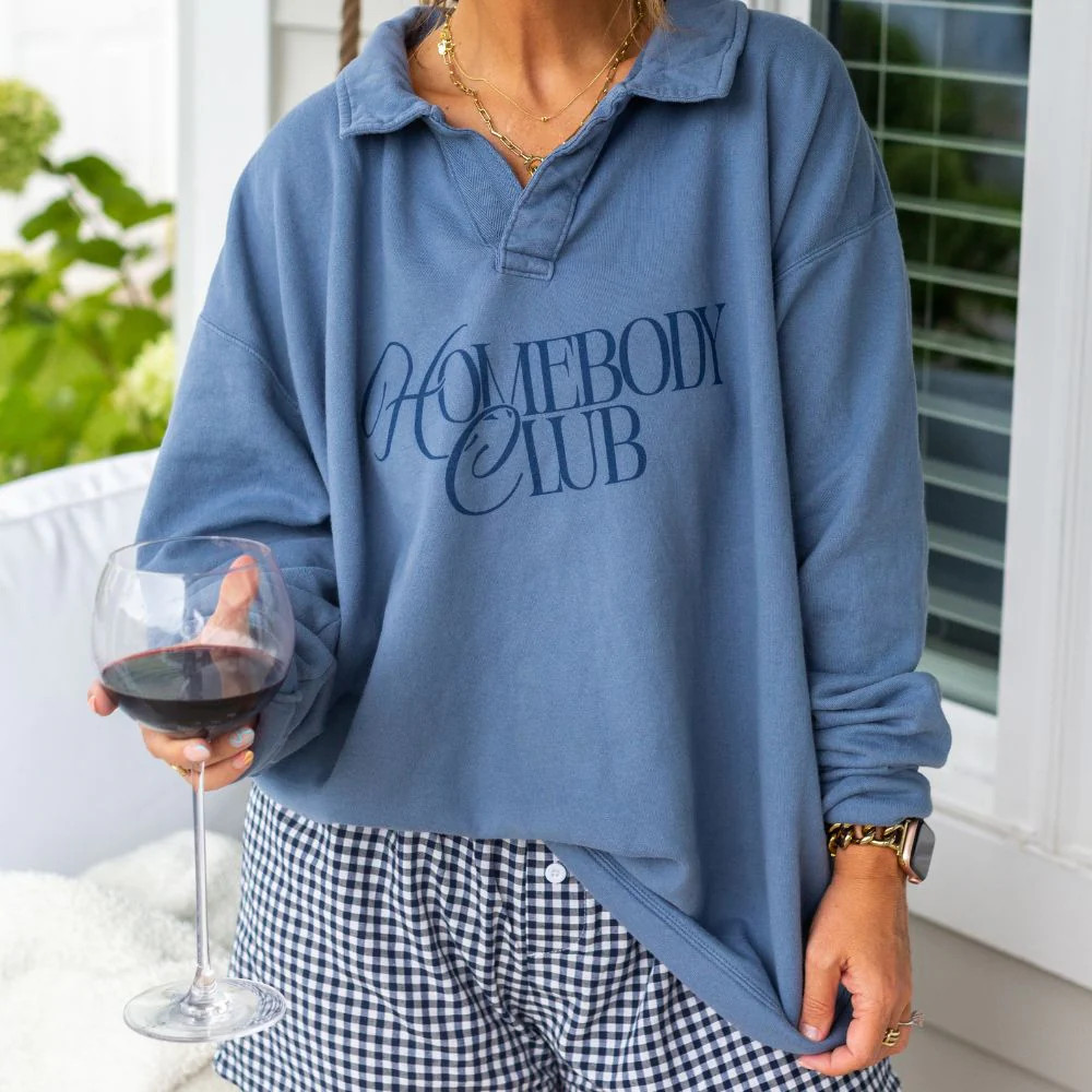 'Homebody Club' Polo Pullover | United Monograms