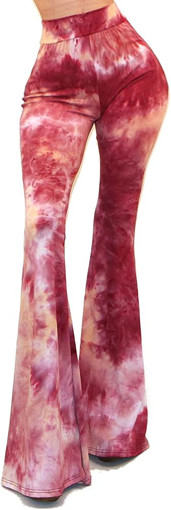 Vivicastle Women's USA Printed/Tie Dye Hippie Boho Wide Leg Flared Bell Bottom Pants | Amazon (CA)
