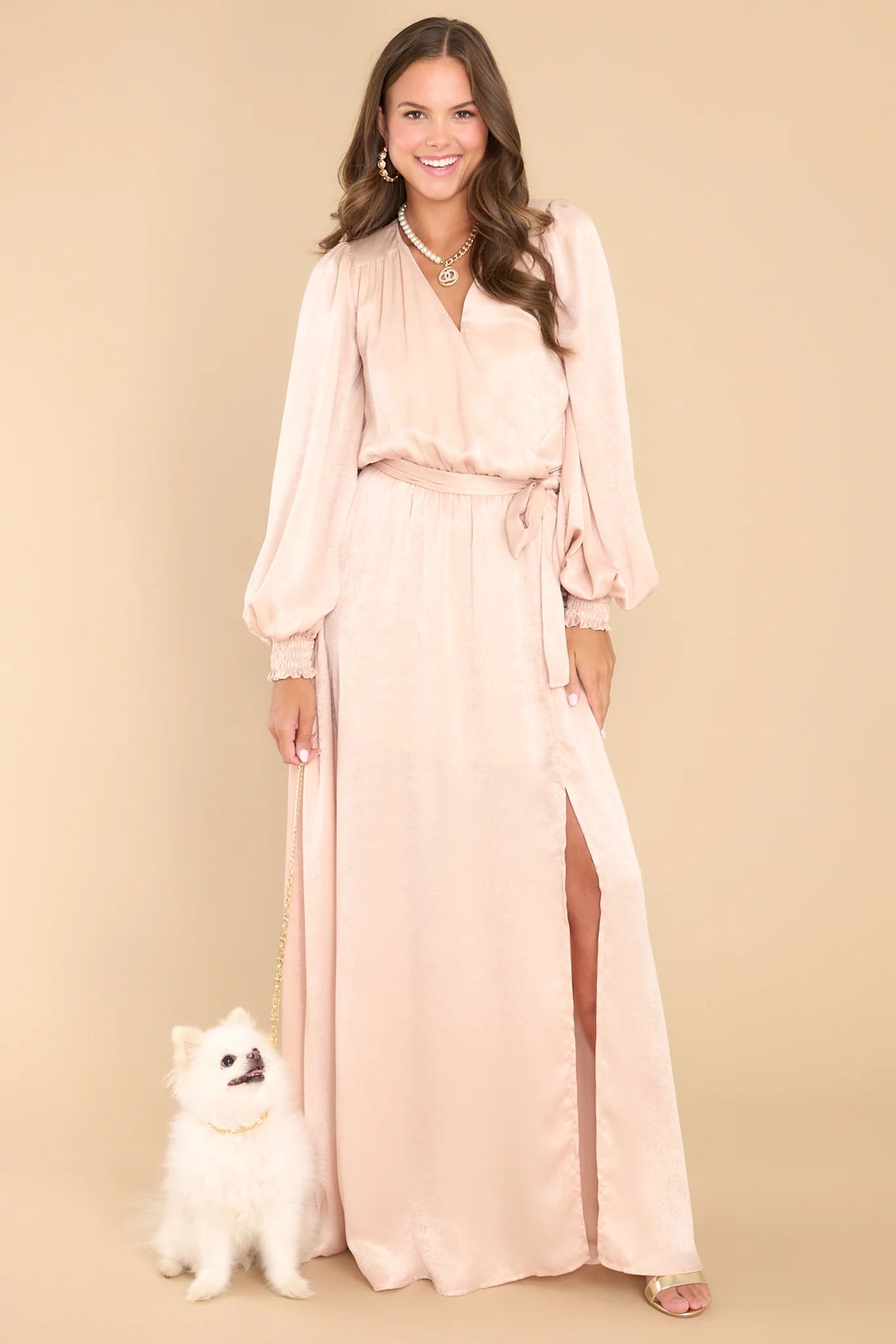 Settle The Score Champagne Maxi Dress | Red Dress 