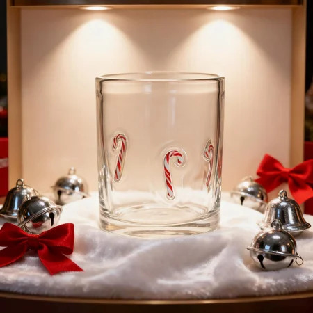 Christmas Icon Juice Glasses, 14oz Wine Juice Glasses, Double Old Fashion Drinking Cups, Snowman Snowflake Cane Xmas Design for Christmas Winter Holiday Drinks Party Supplies(Candy Cane) | Walmart (US)