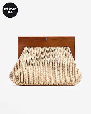 Wood Handle Straw Clutch | Express