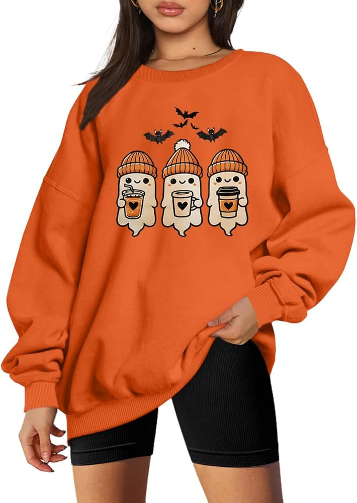 KIDDAD Halloween Sweatshirts for Women: Halloween Ghost Sweatshirt Cute Spooky Season Sweater Fal... | Amazon (US)