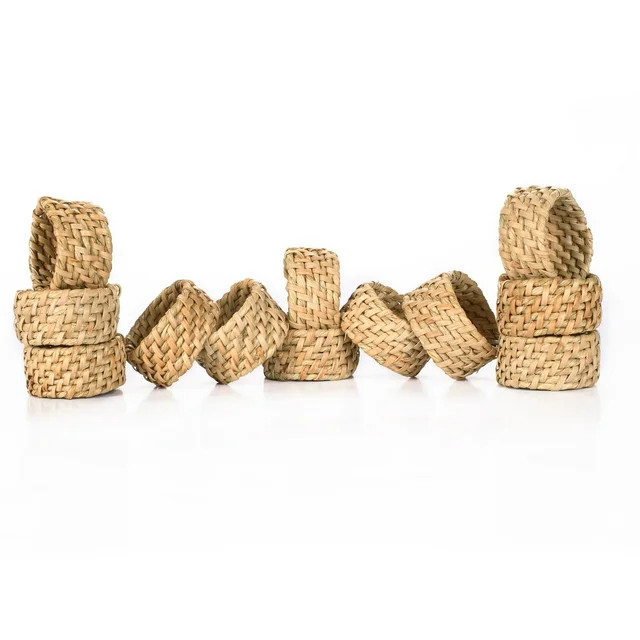 Pack of 12 Napkin Rings for Party Décor - Cane & Barn Napkin Holder (Round - Natural) | Walmart (US)