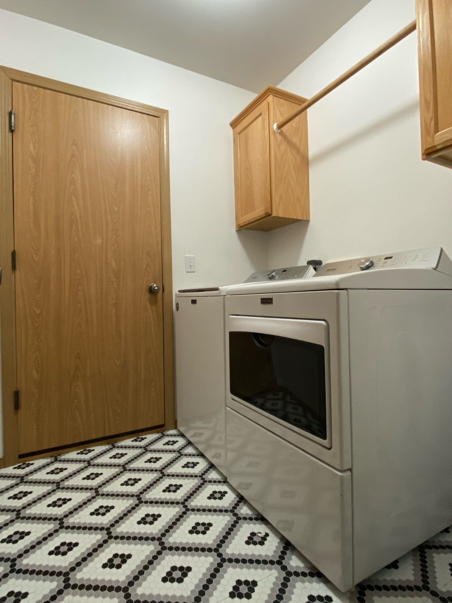 These peel and stick floor tiles are giving the laundry room life! I also put the same pattern in the bathrooms and kitchen.

#LTKhome #LTKunder100 #LTKstyletip
