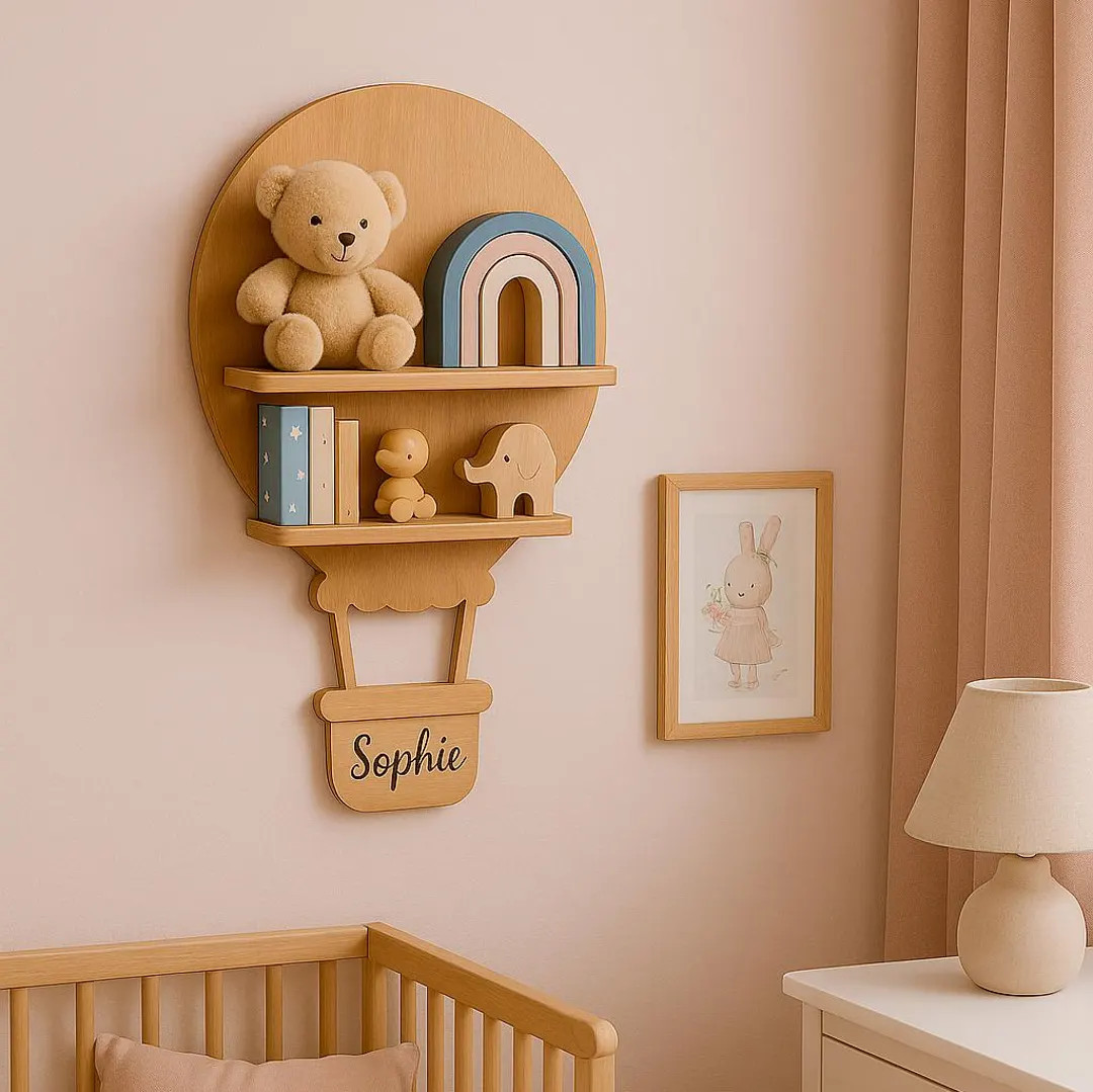 Personalized Balloon Shelf, Boho Nursery Decor, Baby Safe Wood | Etsy (US)