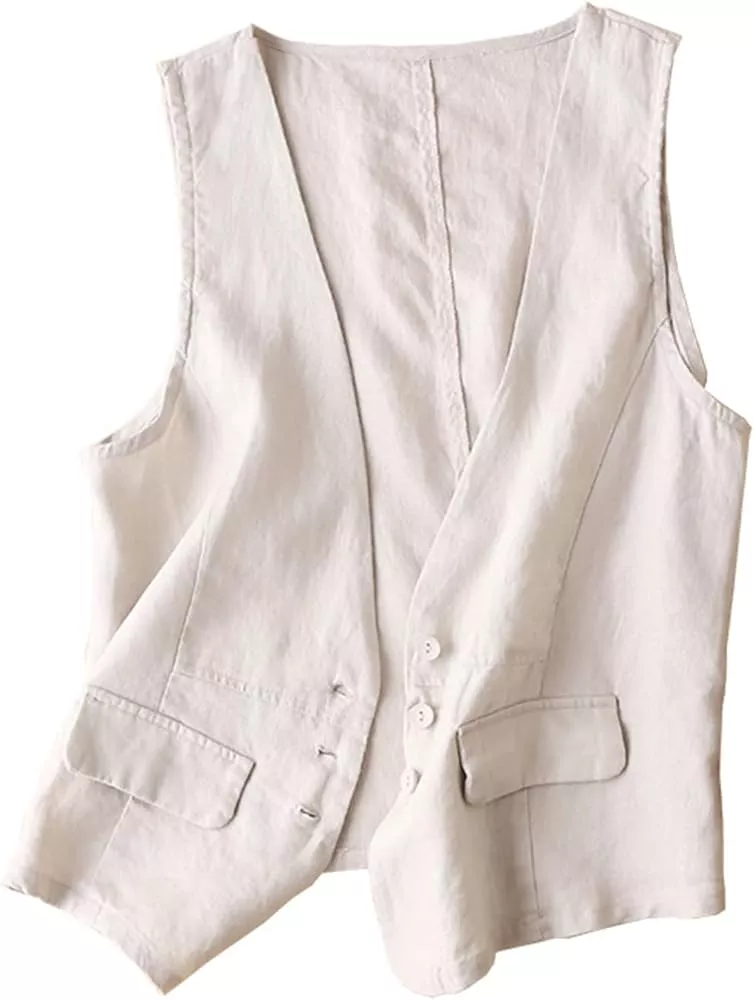 UATKIMI Women's Cotton Linen Vest … curated on LTK