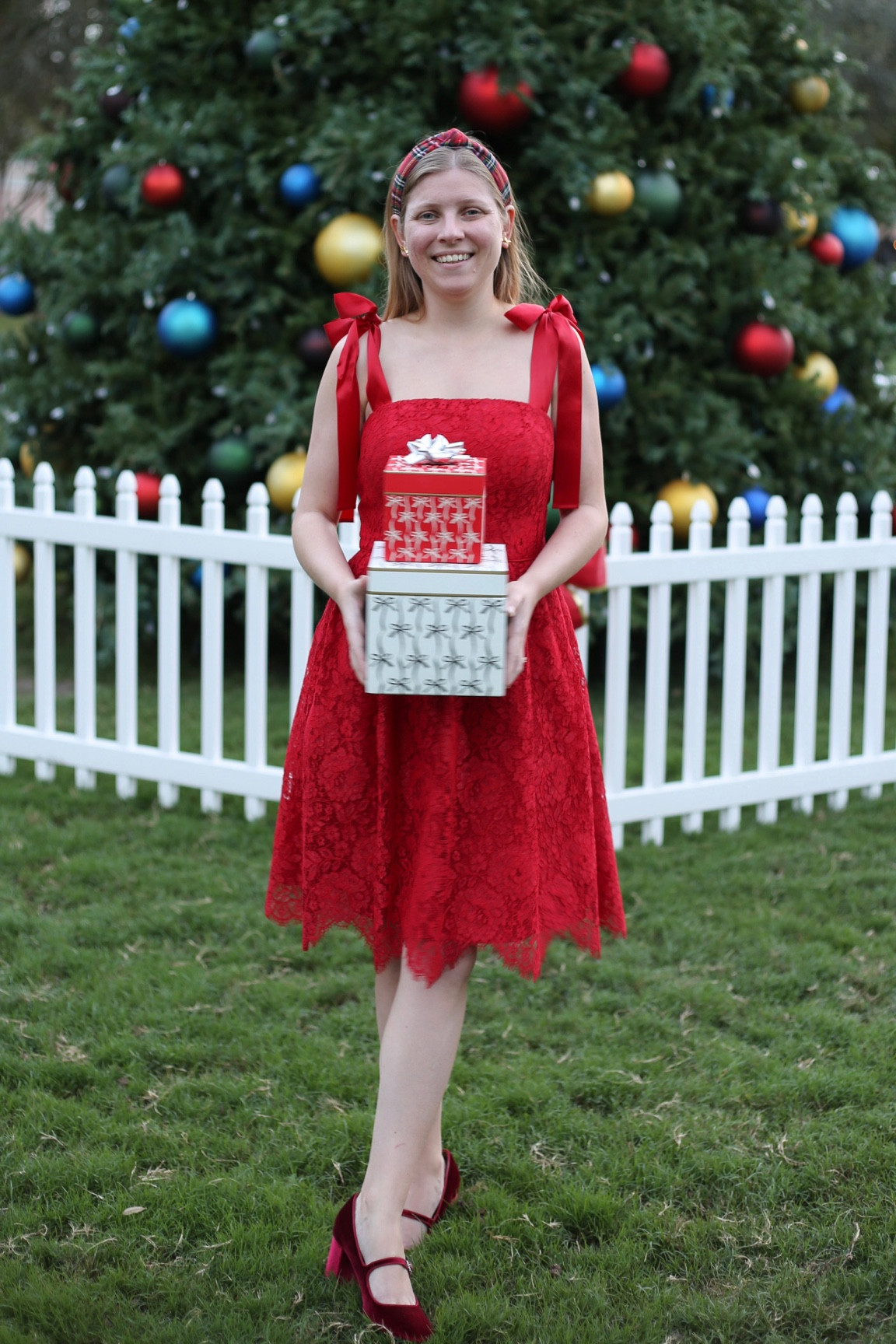 Red lace dress for Christmas  