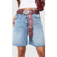 Womens Western Disc Belt - Red - One Size | boohoo (US & Canada)