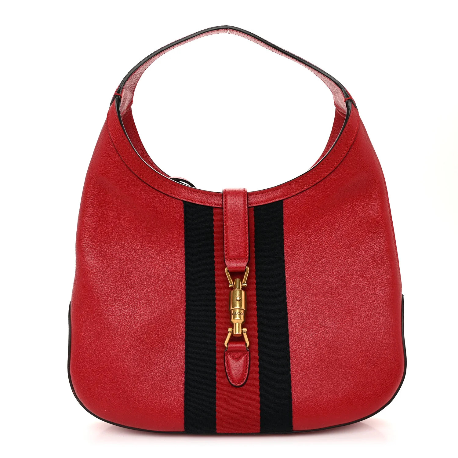 Soft Grained Calfskin Web Medium Jackie Hobo Red | FASHIONPHILE (US)