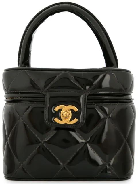 1986-1988 Chanel quilted CC cosmetic vanity hand bag | Farfetch (US)