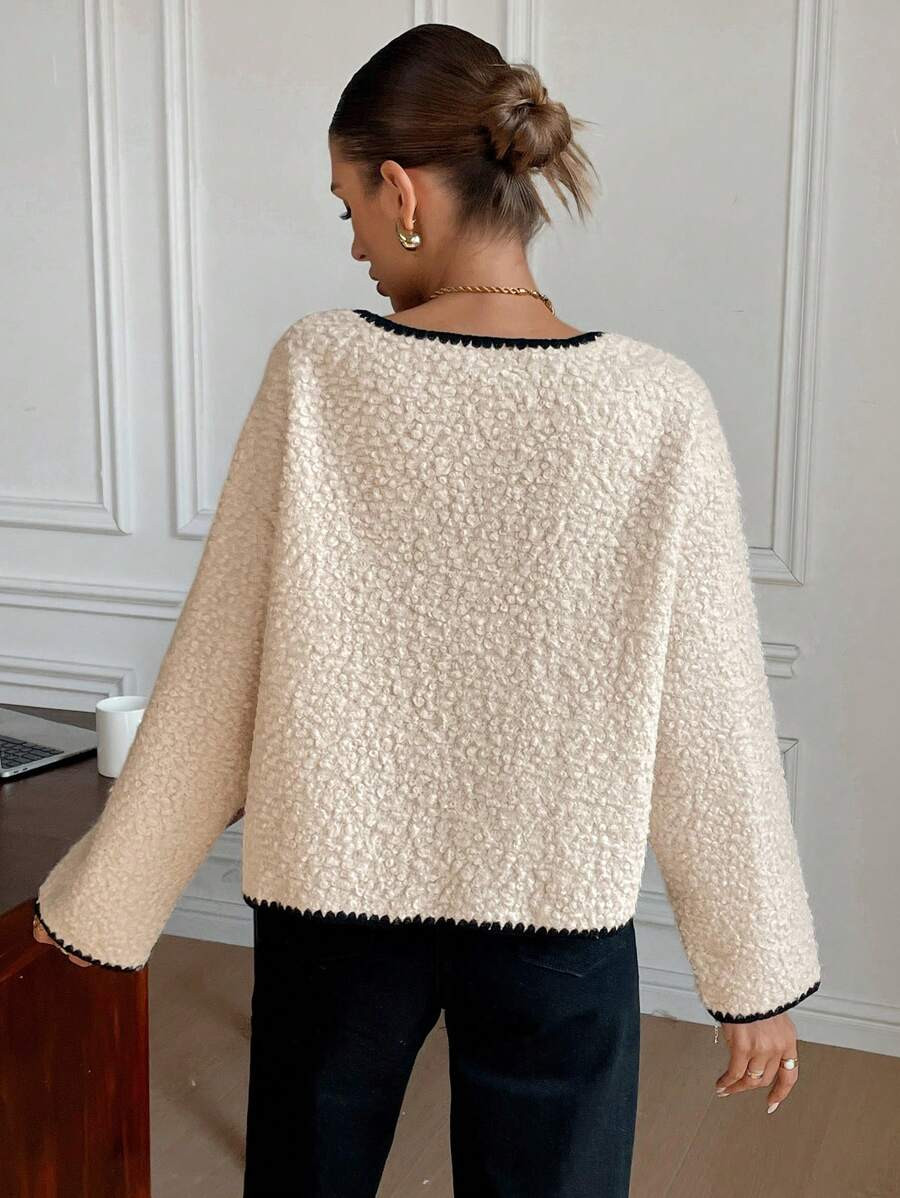 SHEIN Frenchy Women Casual Contrast Color Trim Jacket, Autumn/Winter | SHEIN