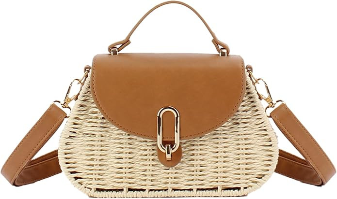 Cross Body Bag Women Straw Beach Rattan Woven Purse Small Retro Satchel Summer Vacation Top Handl... | Amazon (US)