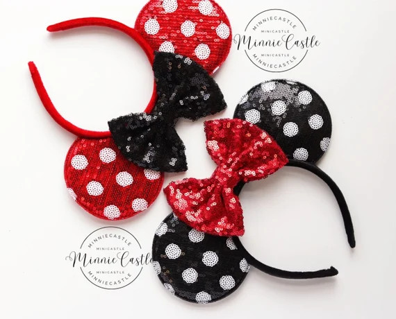 Minnie Mouse Ears Minnie Ears With Polka Dot Mickey Ears - Etsy | Etsy (US)