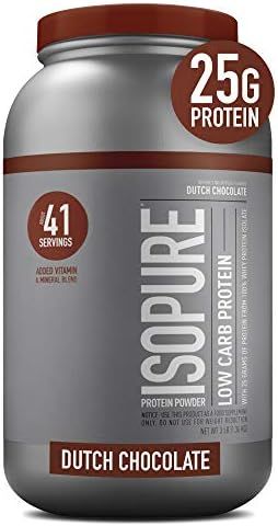 Isopure Dutch Chocolate Whey Isolate Protein Powder with Vitamin C & Zinc for Immune Support, 25g... | Amazon (US)