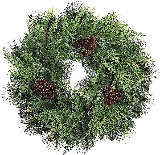 24 Inch Christmas Cedar Wreath with Pine Cones and Berries | Amazon (US)