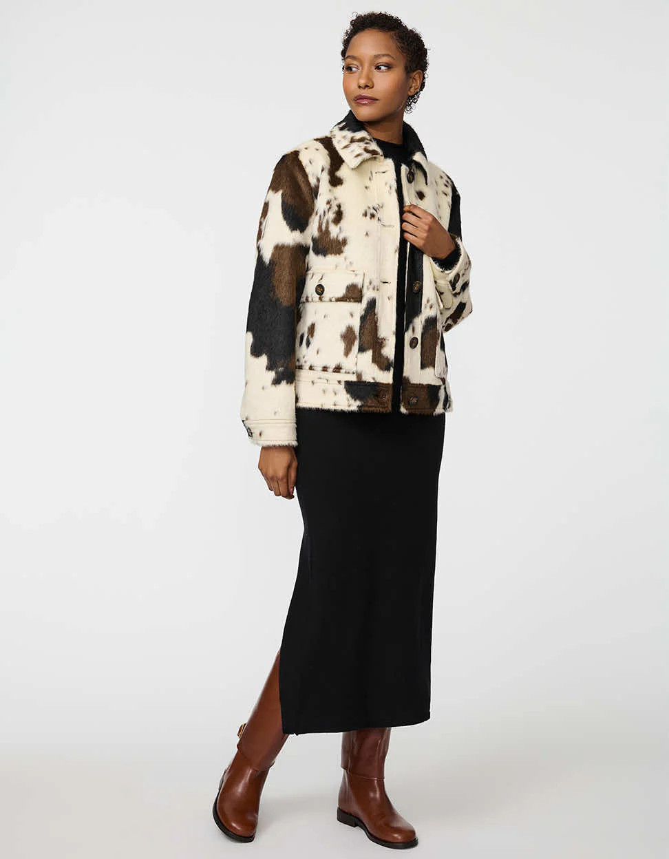 Dakota Cow Print Jacket | Bernardo Fashions