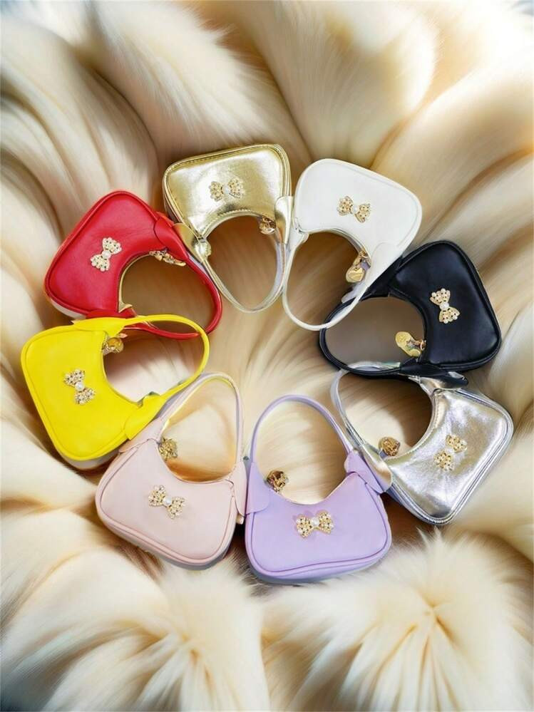 Rhinestone & Pearl Bow Decor Girls Handbag, New Autumn/Winter Fashion Kid's Mini Bag, Princess St... | SHEIN
