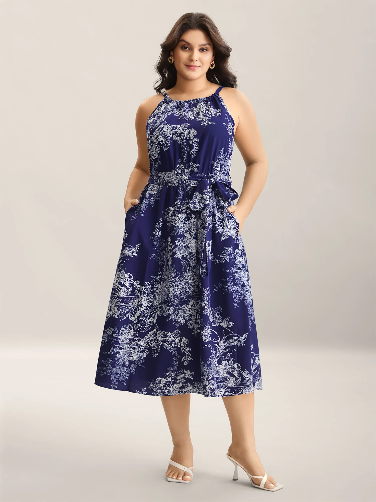 Spring Time Florals Sleeveless Midi Dress | Bloomchic