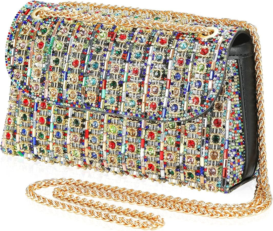 Kseymeir Rhinestone Clutch Purse Sparkling Silver Crystal Diamond Evening Bag | Amazon (US)