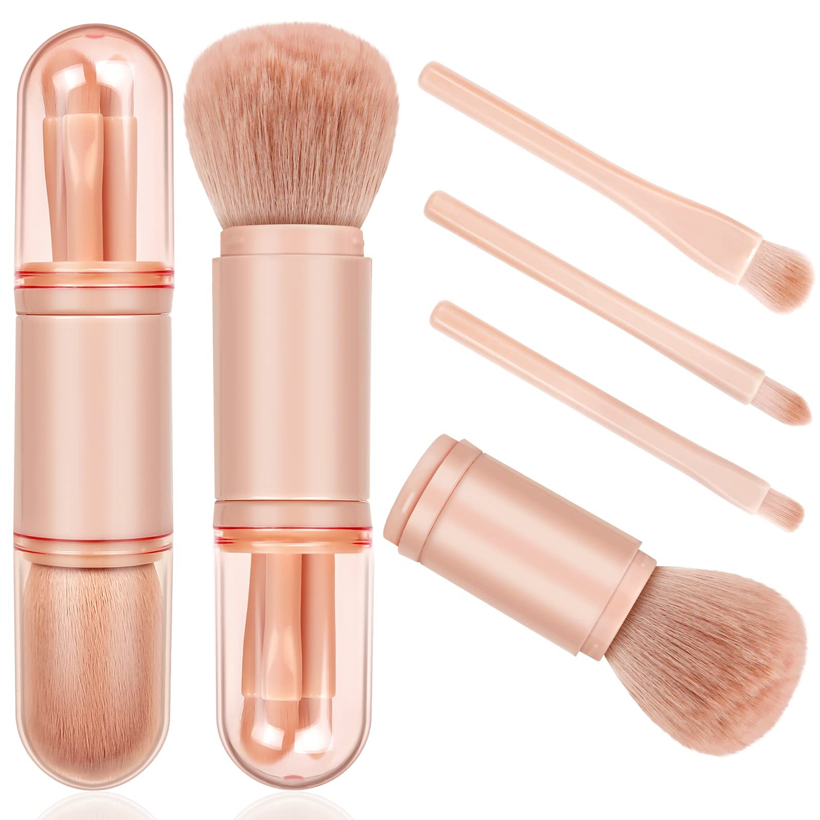 Travel Makeup Brushes Set: 4 in 1 Mini Cute Makeup Brush Retractable Professional Foundation Blen... | Amazon (US)
