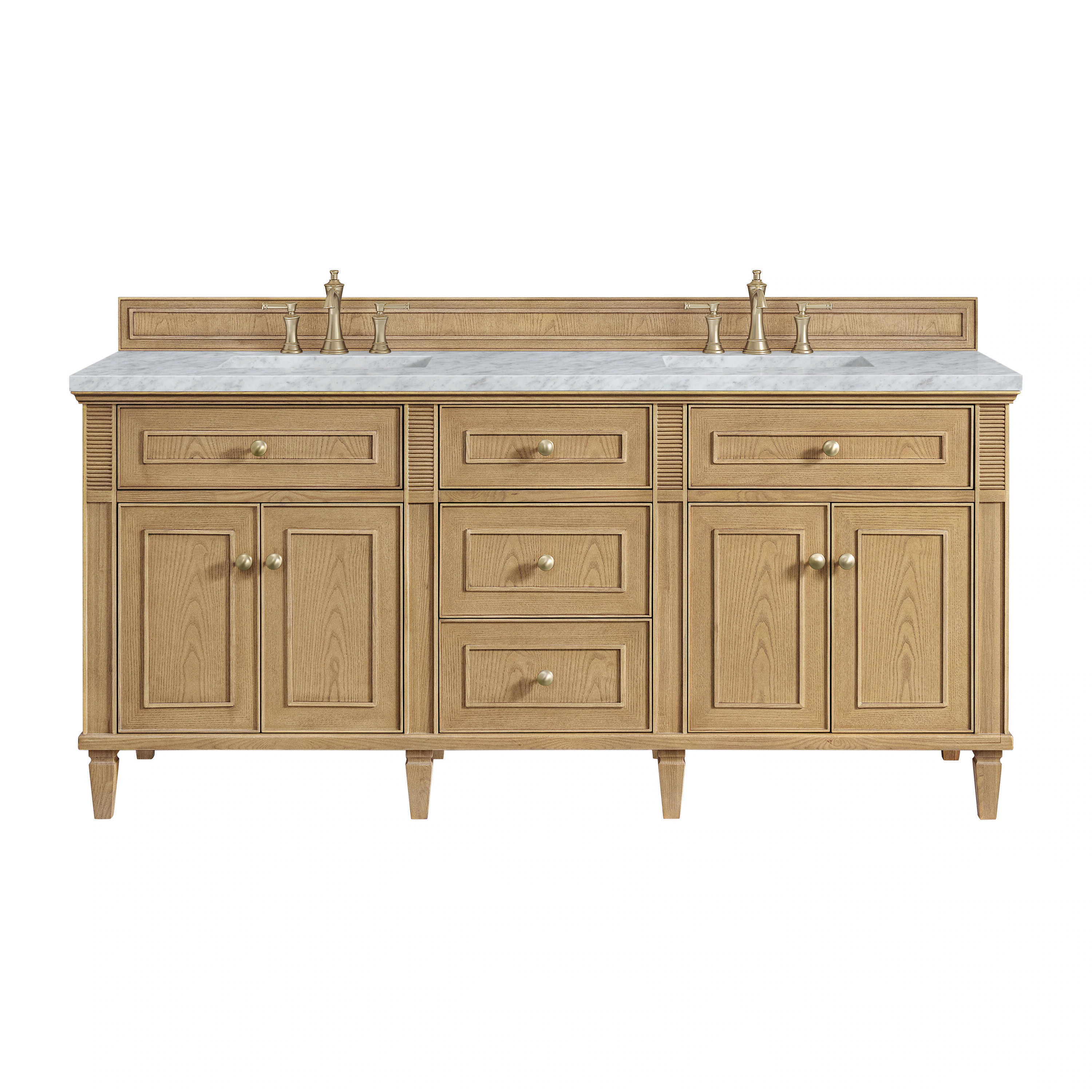 James Martin Vanities Lorelai 72-in Light Natural Oak Undermount Double Sink Bathroom Vanity with Carrara Marble Marble Top (Fully Assembled) in Tan | Lowe's