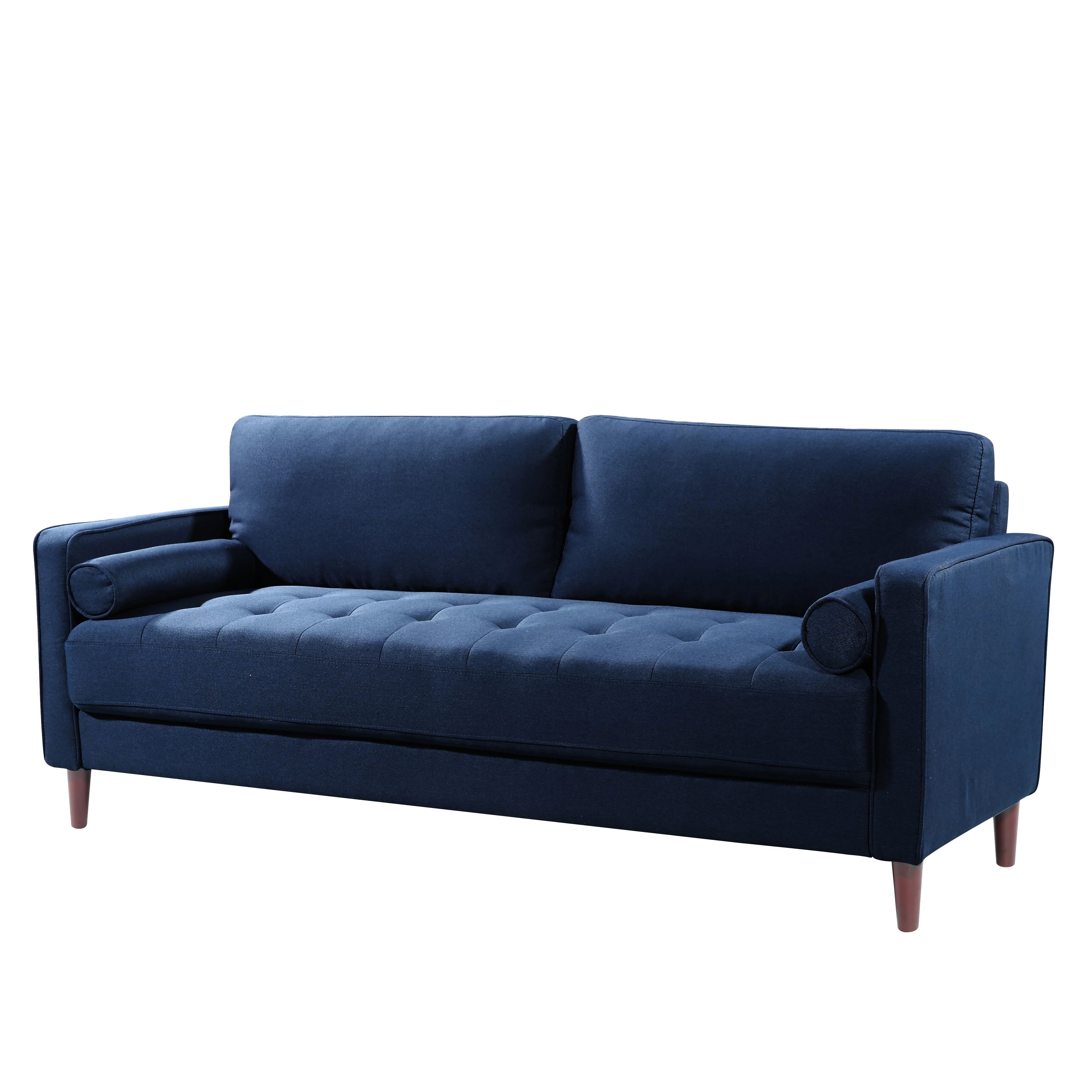 Lifestyle Solutions Lorelei Mid-Century Modern Sofa, Navy Blue Fabric | Walmart (US)