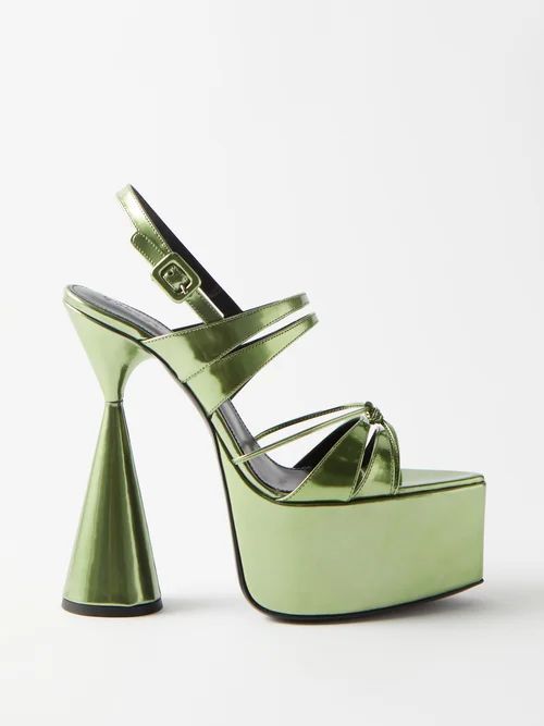 D'accori - Belle 150 Metallic-leather Platform Sandals - Womens - Green | Matches (US)